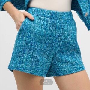 L'AGENCE Ashton Tweed Blue Caribbean Blue Multi High-Rise Shorts Sz 8